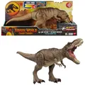 Produktbild: Mattel Jurassic World: Die Chaostheorie Netflix - All-Out Attack Tyrannosaurus Rex Dinosaurier Actionfigur-Spielzeug, T-Rex mit Stampfattacke, Beißen und Brüllen & hochentwickelten Kampfstacheln,HXF54
