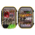Produktbild: Bassdash Fliegenfischen Fliegen Set Forellenbarschangeln mit Fliegenbox, 36/64/72/76/80 / 96Stk. Mit Trockenfliegen/Nassfliegen, Nymphen, Streamers, Popper