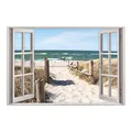 Produktbild: 156 Wandtattoo Fenster - Weg zum Ostseestrand - in 5 Größen - Sand Meer Wandbild Wanddeko Maritim - Größe 750 x 500 mm