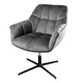 Produktbild: Riess Ambiente Drehbarer Sessel Papillon grau Samt schwarz Metall höhenverstellbar mit Armlehne drehbar Wohnzimmersessel Polstersessel TV-Sessel Relaxsessel