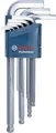 Produktbild: Bosch Innensechskantschlüssel-Set 1600A01TH5 | 9-teilig | S2-Stahl | Kugelkopf | Größen 1,5-10 mm | Winkelschlüssel