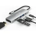 Produktbild: USB C Hub 6 in 1 Adapter HDMI 4K USB 3.0 Micro SD für TV Macbook Laptop Samsung - Grau