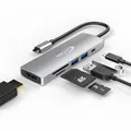 Produktbild: USB C Hub 6 in 1 Adapter HDMI 4K USB 3.0 Micro SD für TV Macbook Laptop Samsung