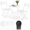 Produktbild: KESSER® Bistroset 3-teilig | Bistrotisch 2 klappbare Stühle Balkonset Balkonmöbel Klapp-Möbel Gartenset Sitzgarnitur Gartengarnitur Gartenmöbel Sitzgruppe Metall | Gartentisch mit Abdeckung Weiß