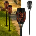 Produktbild: Cepewa LED Solarfackel | H50 cm Flammeneffekt 7 SMD LEDs Bodenspieß | Lampe Gartendekoration Lichtquelle (1 x LED Solarfackel 50cm), Schwarz