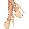 Produktbild: EIS EIS Absatzschuhe, Plateau-Sandalette, beige High Heels, verführerisch T-Strap-Zehentrenner matte Optik; mit Pfennigabsatz; bequeme Schnalle weiß 37beige
