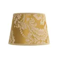 Produktbild: Licht-Erlebnisse Lampenschirm E14 Ø19,5cm aus Stoff gold-braun floral Blumenmuster konisch für Tischlampen Vintage Look Ersatzschirm für Nachttischlampen