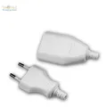 Produktbild: Set Euro-Stecker und Kupplung weiß 250V/2,5A mit Schraubkontakten Eurostecker