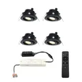 Produktbild: HOFTRONIC - Einbaustrahler Schwarz Feuchtraum Badezimmer 12V Terrassenüberdachung IP44 Wasserdicht | 4x3W 200 Lumen 2700K Warmweiß Dimmbar Schwenkbar Flach RF-Fernbedienung 3W Mini LED Einbaustrahler