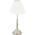 Produktbild: Tischlampe, Stoffschirm, Vintage, E14, Wohn- & Schlafzimmer, Nachttischlampe, Metall, Hd 43 X 21 Cm, Weiß/gold - Relaxdays