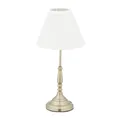 Produktbild: Relaxdays Tischlampe, Stoffschirm, Vintage, E14, Wohn- & Schlafzimmer, Nachttischlampe, Metall, HD 43 x 21 cm, weiß/gold