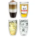 Produktbild: Creano doppelwandiges Thermoglas 250ml „DG-SH“, Doppelwandglas auch für kleine Hände geeignet, doppelwandige Cappuccinotassen, Kaffee, Tee, Latte Gläser 4er Set