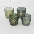 Produktbild: Windlicht Glas grün Teelichthalter 4er Set