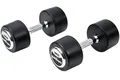 Produktbild: Deluxe gummierte Studio Hanteln schwarz/Bad Company Rundhanteln inkl. Chrom-Applikationen - 2 x 15,0 Kg Deluxe Hanteln