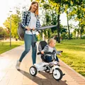 Produktbild: HOMCOM 6-in-1 Dreirad mit Schubstange, Kinderdreirad mit Sonnendach, Korb,  Weiß