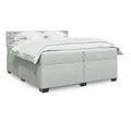 Produktbild: vidaXL Boxspringbett, Boxspringbett mit Matratze Hellgrau 200x200 cm Samt