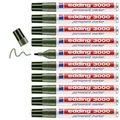 Produktbild: edding 3000 Permanentmarker - oliv-grün - 10 Stifte - Rund-Spitze 1,5-3 mm - schnell trocknender Permanent Marker - wasserfest, wischfest - für Karton, Kunststoff, Holz, Metall - Universalmarker