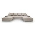 Produktbild: Lookway Modernes Ecksofa LAVIO U mit Schlaffunktion und Bettkasten – Großes U-Form Sofa mit Bettfunktion, Länge 150x290 cm, Breite 348 cm, Komfort Wohnlandschaft mit Stauraum (Beige - Anafi 22)