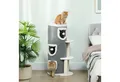 Produktbild: PawHut Kratztonne mit Höhle, Spielball, Plüschrand, Sisal-Kratzbäumen, oberem Bett, (mehrstöckig Kratzbaum, 1-tlg., 101 cm hoch Katzentonne), für Katze bis 6 kg, Grau