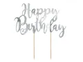 Produktbild: partydeco Tortenstecker, Cake Topper Happy Birthday 22.5cm, silber