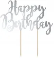 Produktbild: Happy Birthday Tortenaufsatz silber 22,5cm, 1 Stk.