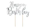Produktbild: PartyDeco Happy Birthday Tortenaufsatz Silber 225cm