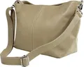 Produktbild: Toscanto Schultertasche Toscanto Tasche taupe beige Leder (Schultertasche), Damen Schultertasche, Umhängetasche Leder, taupe, beige ca. 29 x 20cm