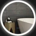 Produktbild: Kleankin - Badspiegel Mit Beleuchtung Ø70 Cm Runder Led Spiegel Wandspiegel Mit Touchschalter, Memory-funktion Lichtspiegel Beschlagfrei Mit 3 Lichtfarben Weiß+silber