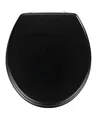 Produktbild: WENKO WC-Sitz Mod. Prima hochwertiger Toilettensitz Schwarz Matt Retro-Stil mit Wandpuffer rostfreier Edelstahlbefestigung Spülkastengeeignet MDF 37 x 41 cm