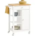 Produktbild: FKW46-WN Servierwagen mit 1 Tür und 1 Schublade Küchenwagen Küchenschrank mit 3 Regalböden Rollwagen B57 x T40 x H86 cm - Sobuy