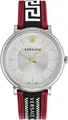 Produktbild: Versace VE5A01421 V-Circle Greca Edition silber rot schwarz weiss Herren Uhr NEU