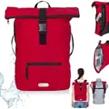 Produktbild: Rucksack Plane Time Bag Evo 24 L Kurierrucksack Roll-Top Herren Damen Freizeitrucksack Geheimfach Laptopfach Fahrradrucksack Reiserucksack Tasche E... - Rot