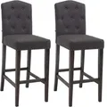 Produktbild: 2er Set Barhocker Louise Stoff dunkelgrau antik