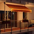 Produktbild: Swing & Harmonie Markise mit LED Beleuchtung - Gelenkarmmarkise - Sonnenschutz - Markisenabdeckung - Klemmmarkise für Balkon und Garten (300x150, schwarz/orange)