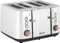 Produktbild: ECG ST 4767 Timber | Toaster | 4 Fächer für Toast | 7 Intensitätsstufen | Kabelaufbewahrung | Edelstahl | Silber