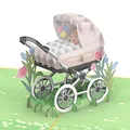 Produktbild: papercrush® Pop-Up Karte zur Geburt mit Kinderwagen - Neutrale 3D Geburtskarte für Mädchen & Jungen, Glückwunsch zum Baby, Glückwunschkarte oder Geldgeschenk zur Geburt, Handgemachte Babykarte
