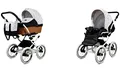 Produktbild: BabyLux ALU 2in1 Kinderwagen für Kleinkinder – Kinderwagen für Neugeborene und Kleinkinder – Baby Neugeborenen Kinderwagen – 59x105x125cm – Max. 15kg – Black Dots White Frame