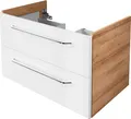 Produktbild: FACKELMANN Waschtischunterschrank MILANO / Badschrank mit Soft-Close-System / Maße (B x H x T): ca. 80 x 49,5 x 48 cm / Waschbeckenunterschrank mit 2 Schubladen / Korpus: Braun hell / Front: Weiß
