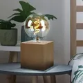 Produktbild: Tischleuchte Holz Landhausstil Nachttischlampe natur Tischlampe E27, quadratisch ohne Lampenschirm, LxBxH 10x10x10 cm