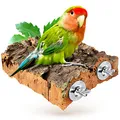 Produktbild: Kork Sitzbrettchen 15 x 15 cm – Vogelsitzbrett aus Naturkorkrinde, gereinigt/desinfiziert, unbedenklich zum Sitzen/Anknabbern, mit Edelstahl Befestigung, ideal für Wellensittiche, Papageien und Nager
