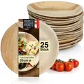Produktbild: Moritz & Moritz Einweggeschirr-Set 25tlg Palmblattgeschirr 20cm Rund (25-tlg), 25 Personen, Palmblatt, Birkenholz, Nachhaltiges Einweggeschirr - 25 Teller Einweg - rund ca. 20 cm Ø