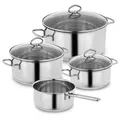 Produktbild: Kopf Topfset Merkur (Edelstahl, Induktion, 4-teilig, mit Schüttrand, Literskala und Glasdeckel)
