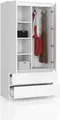 Produktbild: BDW, Kleiderschrank 2 Türen, 2 Schubladen, 180x90x51 cm, Weiß