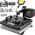 Produktbild: VEVOR Heißpresse 8 in 1 Heat Press für Textil Transferpresse Textilpresse mit Plattenpresse von 38 x 38 cm Textildruckpresse von 1000w Geeignet für Hüte, Mützen T-Shirts Tassen, Schwarz