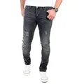 Produktbild: Reslad Destroyed-Jeans Reslad Jeans Herren Destroyed Look Slim Fit Denim Stretch Jeans-Hose Destroyed Look Slim Fit Jeans schwarz 30