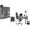 Produktbild: BMG-Möbel Büromöbel-Set Tabor Mini Kombi 3, Schreibtisch,1 Schrank und 2 Regale, grau/anthrazit