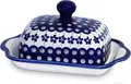 Produktbild: Bunzlauer Keramik Butterdose Butterglocke Butterbehälter rechteckig für 250g (1 Stück Butter) 20x10,5x10,5 cm verschiedene Muster (Dekor 166A, 250 g)
