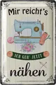 Produktbild: Schild Nähen Deko Geschenk für Näherin Blechschild vintage Metallschild 20x30
