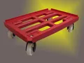 Produktbild: Transportroller rot mit Gitter für Boxen 600x400mm mit 4 K-Rollen ø 100mm TK300