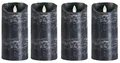 Produktbild: sompex LED Kerzen mit Timerfunktion und flackernder Flamme, anthrazit ⌀ 8cm, Höhe wählbar 12,5 cm, 18cm, 23cm, Adventskranz 4er Sets, Weihnachtsdeko, LED Deko (4x18cm)
